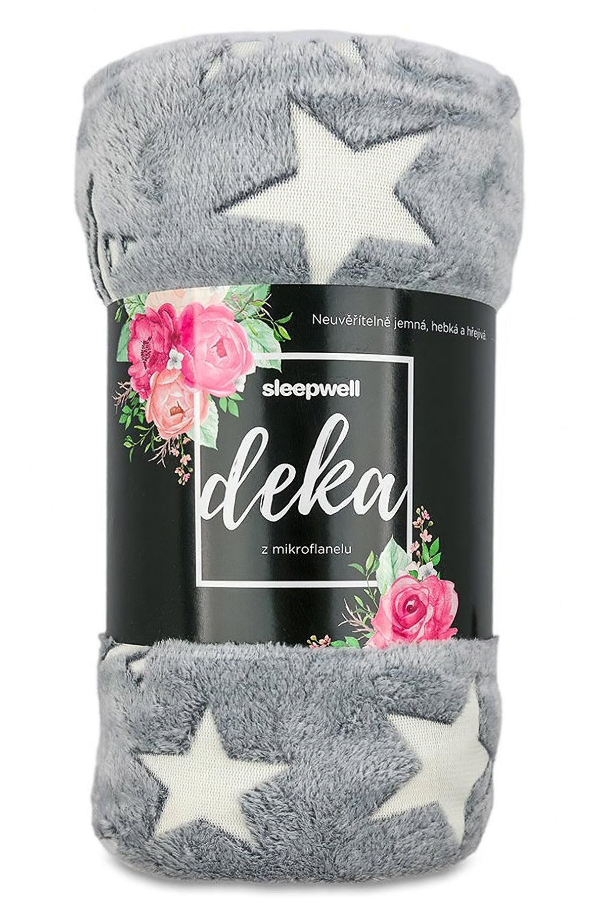 Svitap Mikroplyšová svítící deka Hvězdy šedé 150x200 cm Varianta: Mikroplyšová svítící deka Hvězdy šedé 150x200 cm