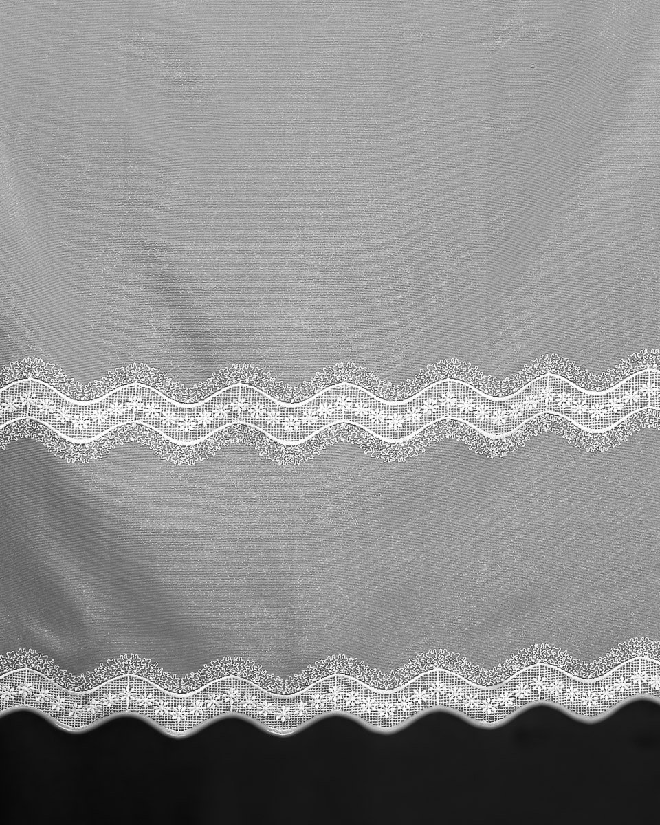 Mantis organzová záclona 655/601 vyšívaná vlnka s květy, s bordurou, bílá, výška 160cm ( v metráži)