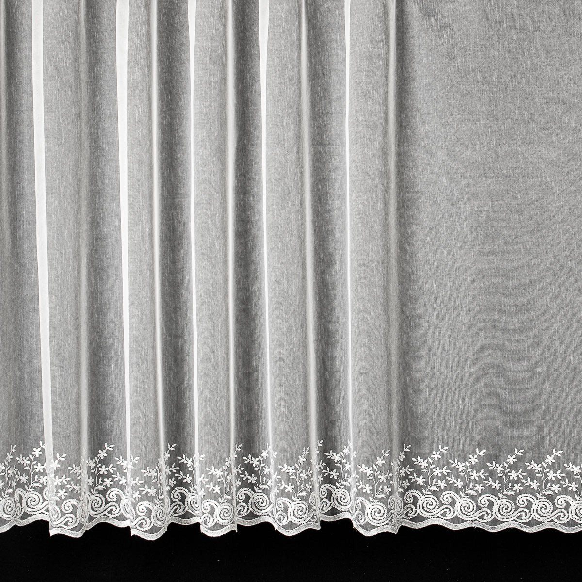 Forbyt organzová záclona 98432 vyšívané květiny s ornamenty, s bordurou, bílá, výška 120cm (v metráži)