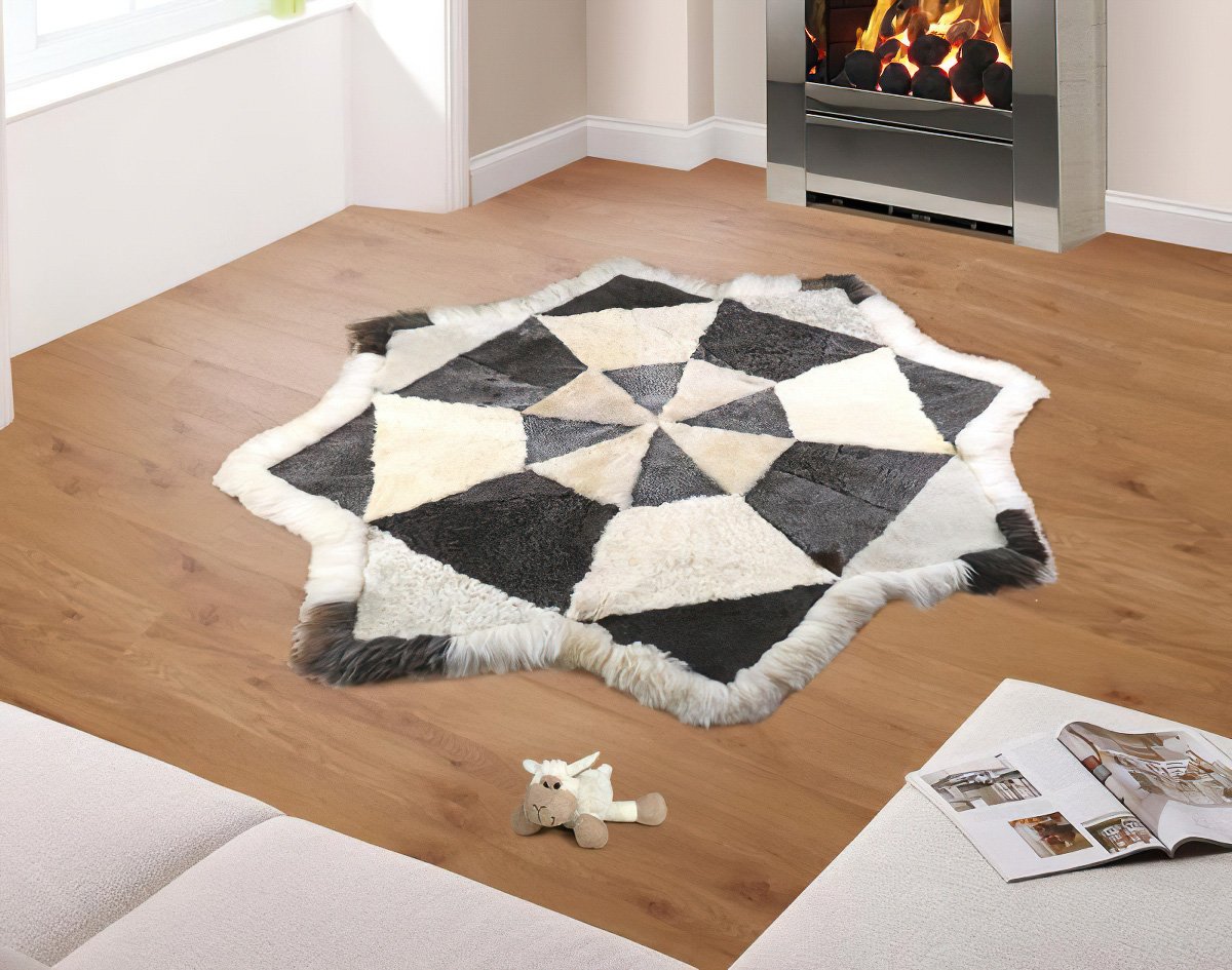 Bellatex Ovčí kožešina / vlněný koberec EVROPSKÉ MERINO OSMIÚHELNÍK, bílá, 110x110cm