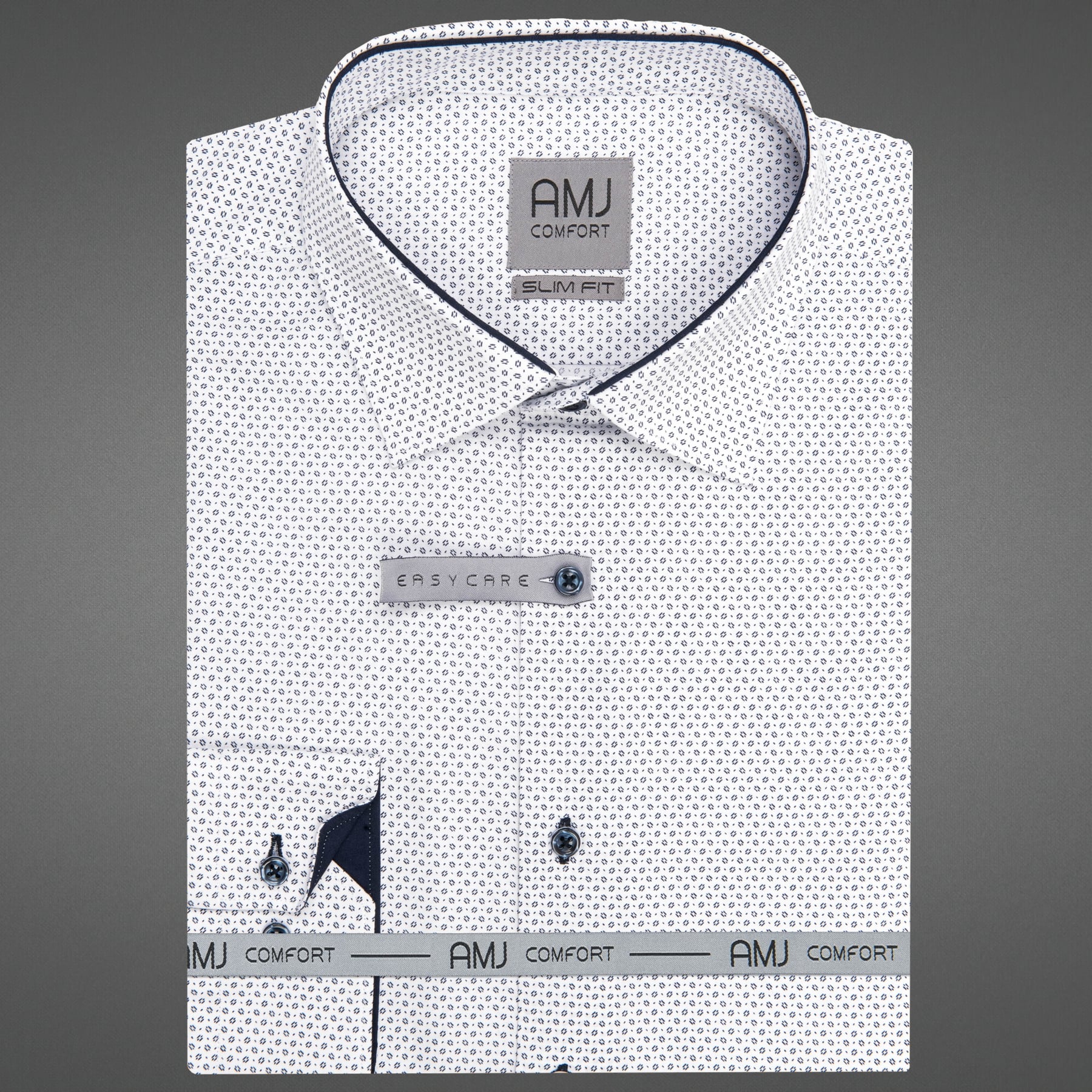 Pánská košile AMJ bavlněná, bílá čárkovaná VDBR1463, dlouhý rukáv, regular fit, vel. 46