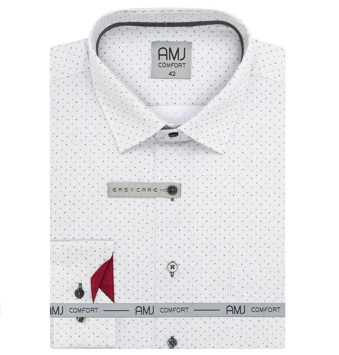 Pánská košile AMJ bavlněná, světle šedá vzorovaná, VDBR1339, dlouhý rukáv, prodloužená délka, vel. 41