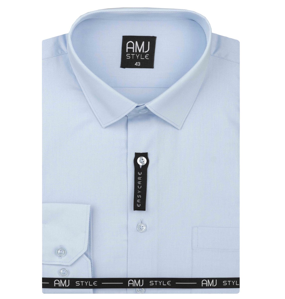 AMJ Pánská košile AMJ, světle modrá s vytkávaným vzorem, VD003, dlouhý rukáv, regular fit, vel. 43