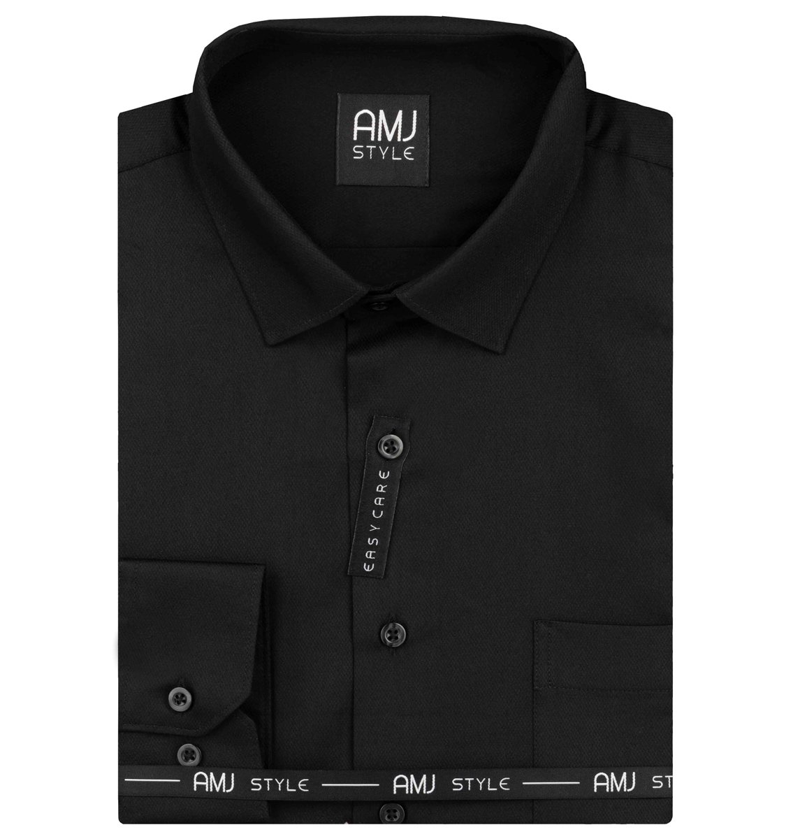 AMJ Pánská košile AMJ, černá s vytkávaným vzorem, VD1272, dlouhý rukáv, regular fit, vel. 45