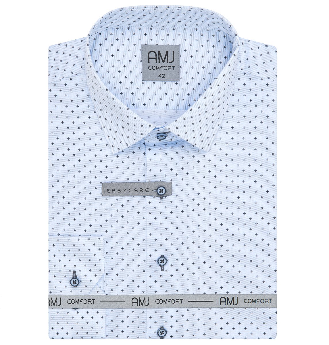 Pánská košile AMJ z lyocellu, modrá kytičkovaná, VDE1344, dlouhý rukáv, vel. 43