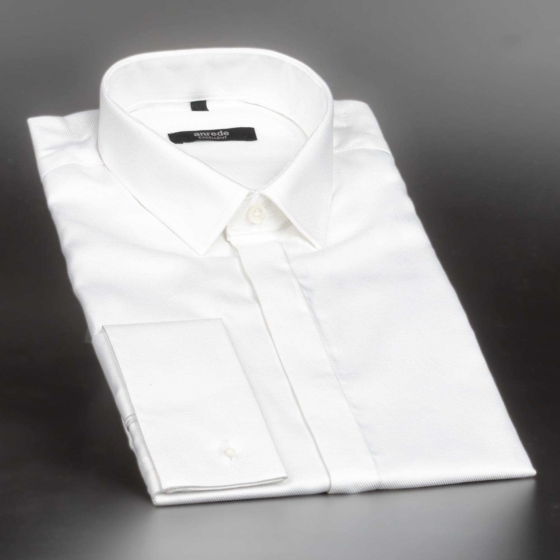 Luxusní pánská košile na manžetové knoflíčky ANREDE Šohaj Strážnice, bílá s rypsovým vzorem 6353 ES, dlouhý rukáv, slim fit, vel. 40