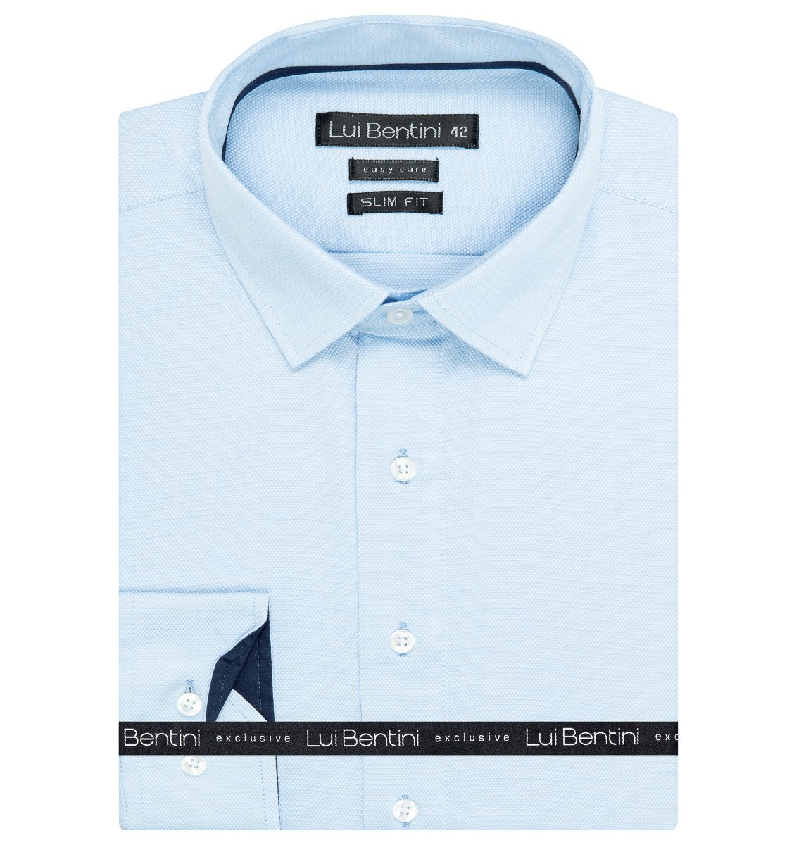 Pánská košile Lui Bentini, světle modrá vzorovaná LDS230, dlouhý rukáv, slim fit, vel. 43