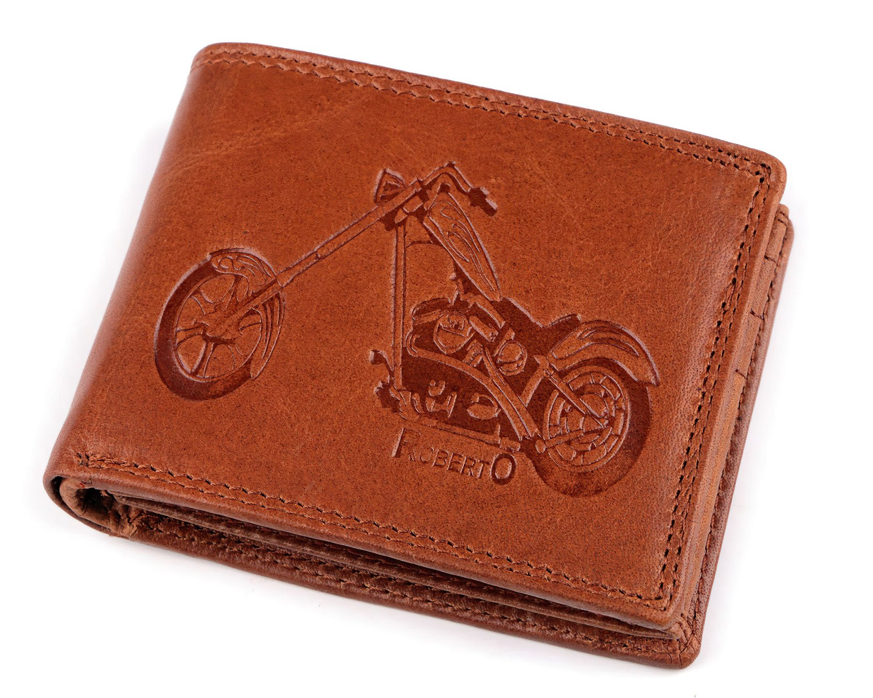 TextilCentrum.cz Pánská kožená motorkářská peněženka s RFID ochranou, 870349/23, hnědá koňak-motorka, 9,5 x 15 x 3,5 cm