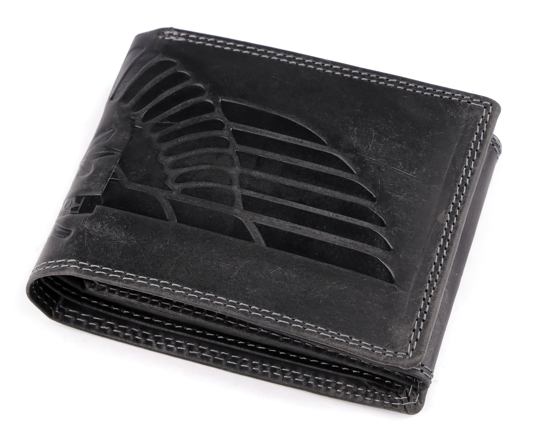 TextilCentrum.cz Pánská kožená motorkářská peněženka s RFID ochranou, 870349/28, černá-křídlo, matná 9,5 x 15 x 3,5 cm