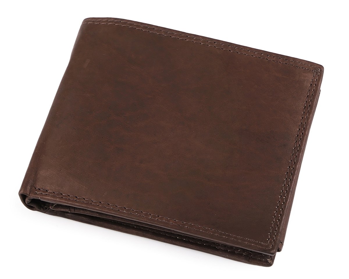 Pánská kožená peněženka s RFID ochranou, 870010/06, čokoládově hnědá, matná, 10 x 12 x 2 cm