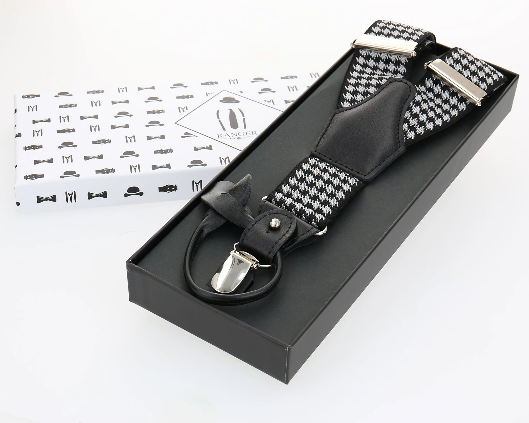 TextilCentrum.cz RANGER Dg35.023, délka 120cm, šíře 3,5cm, tvar Y, černobílá kohoutí stopa