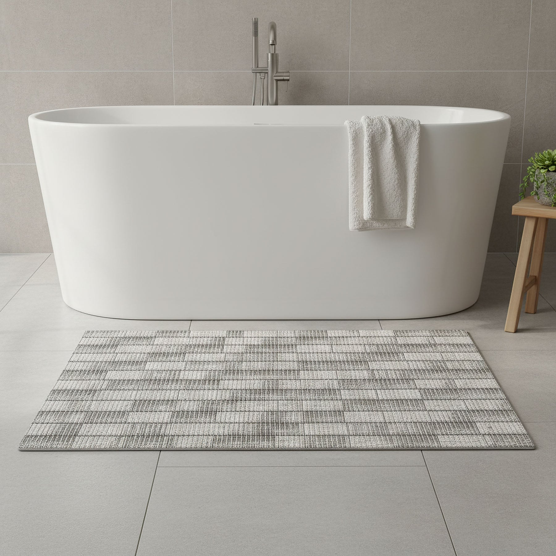 Levně Pěnová předložka PVC AQUAMAT 443-3, dřevěná podlaha šedá, šíře 65cm (metráž)