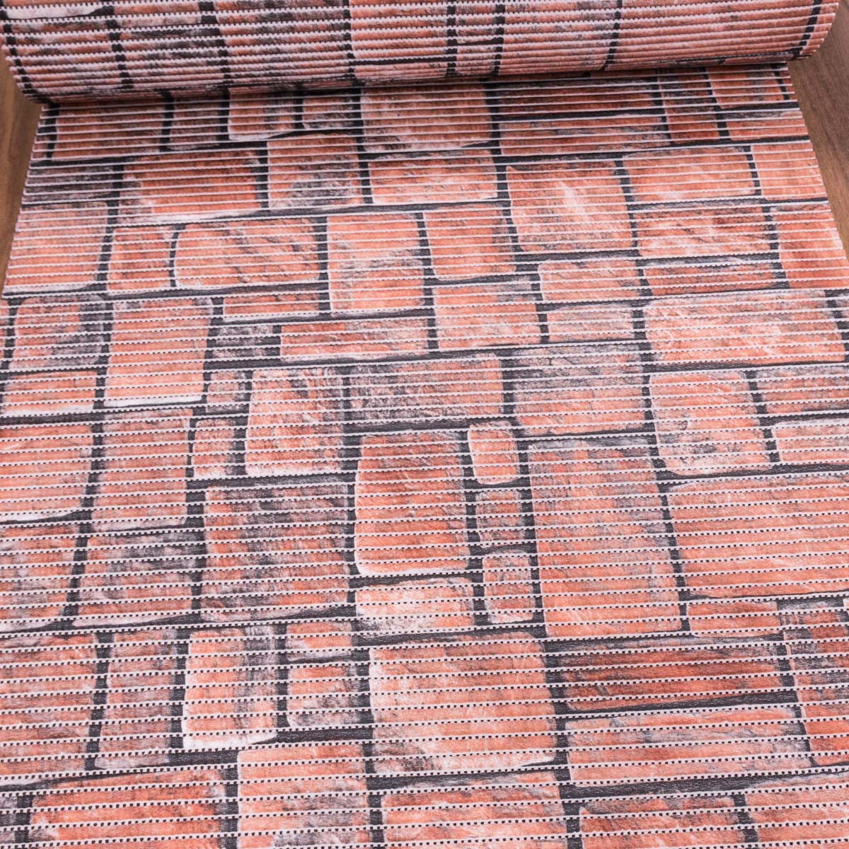 Pěnová předložka PVC AQUAMAT 584-1, cihlová dlažba, rezavá, šíře 65cm (metráž)