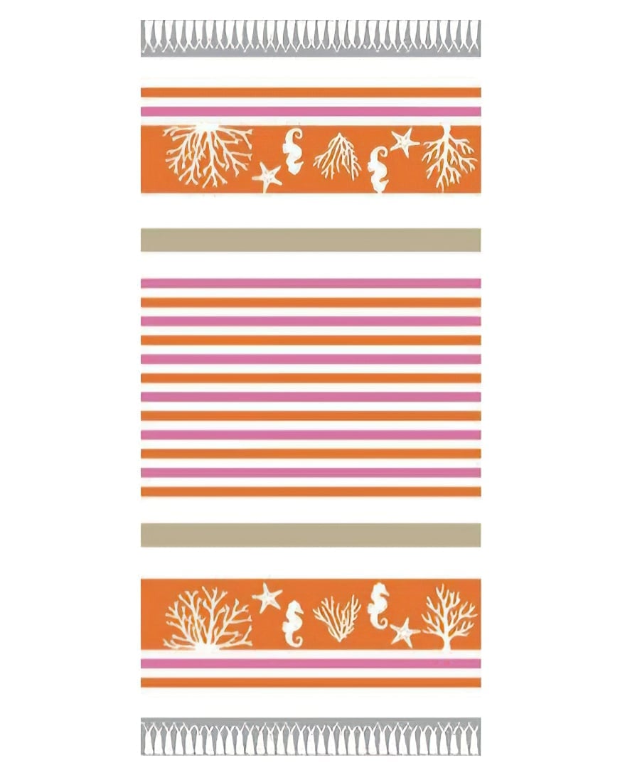 Avax plážová osuška DELTA, MOŘE PROUŽKY, oranžová, froté, 90x170cm