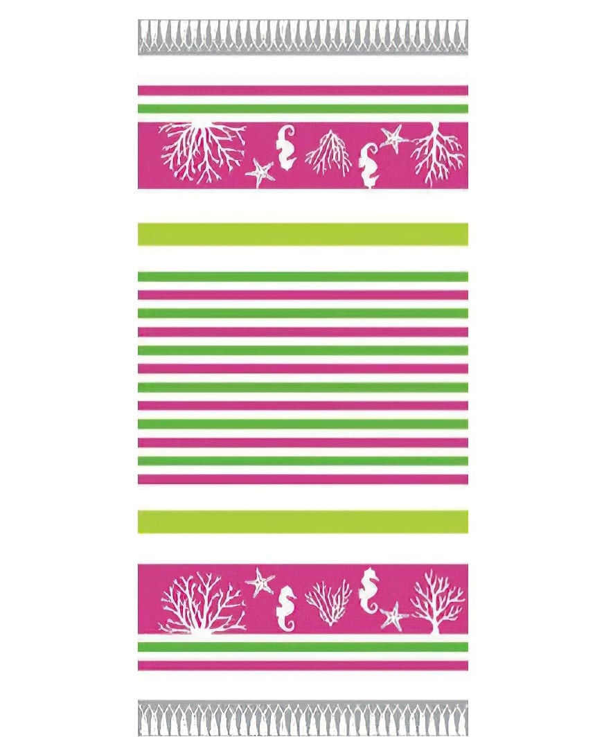 Avax plážová osuška DELTA, MOŘE PROUŽKY, růžová, froté, 90x170cm