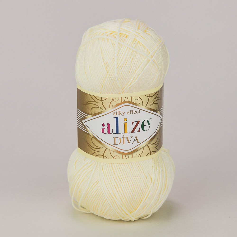 Pletací / háčkovací příze Alize DIVA 1 smetanová, jednobarevná, 100g/350m