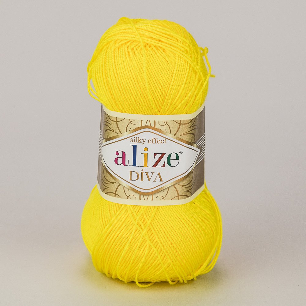 Pletací / háčkovací příze Alize DIVA 110 žlutá, jednobarevná, 100g/350m