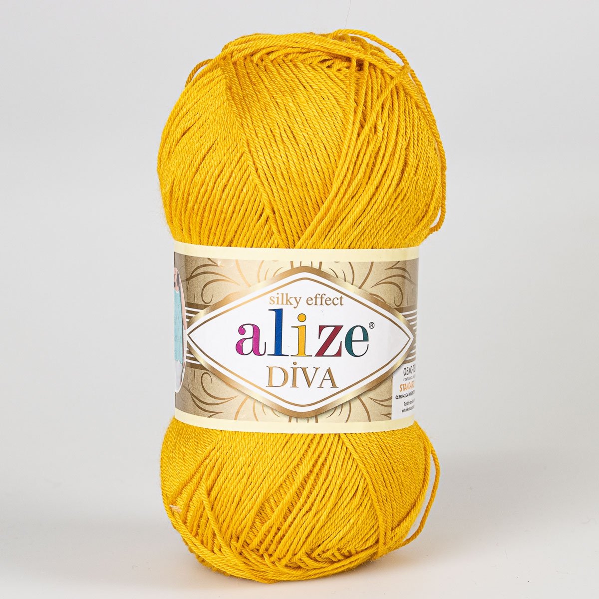 Pletací / háčkovací příze Alize DIVA 488 hořčicová, jednobarevná, 100g/350m