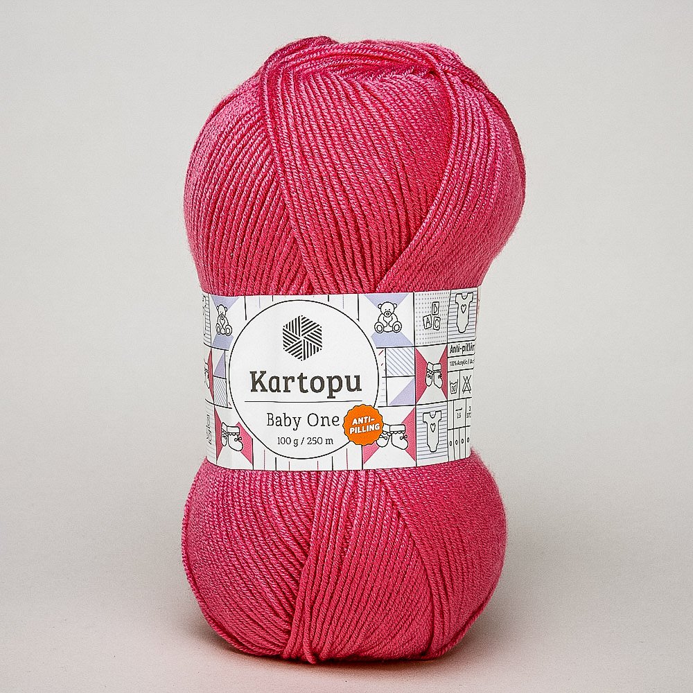 Pletací / háčkovací příze Kartopu BABY ONE K244 malinová, jednobarevná, antipillingová, 100g/250m