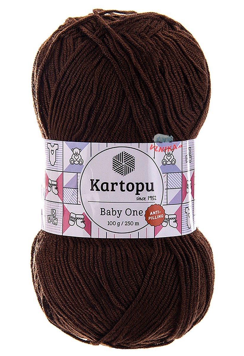 Pletací / háčkovací příze Kartopu BABY ONE K890 hnědá, jednobarevná, antipillingová, 100g/250m