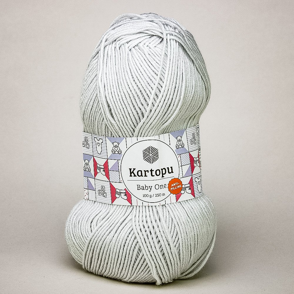 Pletací / háčkovací příze Kartopu BABY ONE K992 světle šedá, jednobarevná, antipillingová, 100g/250m