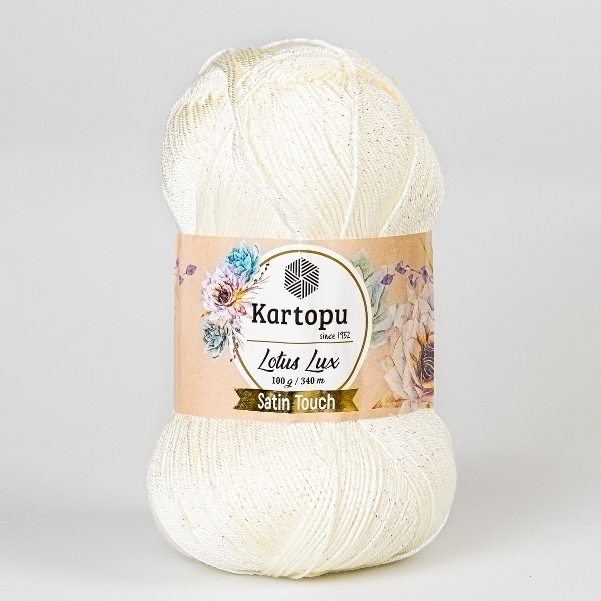 Pletací / háčkovací příze Kartopu LOTUS LUX K019 smetanová s lurexem, efektní 100g/340m