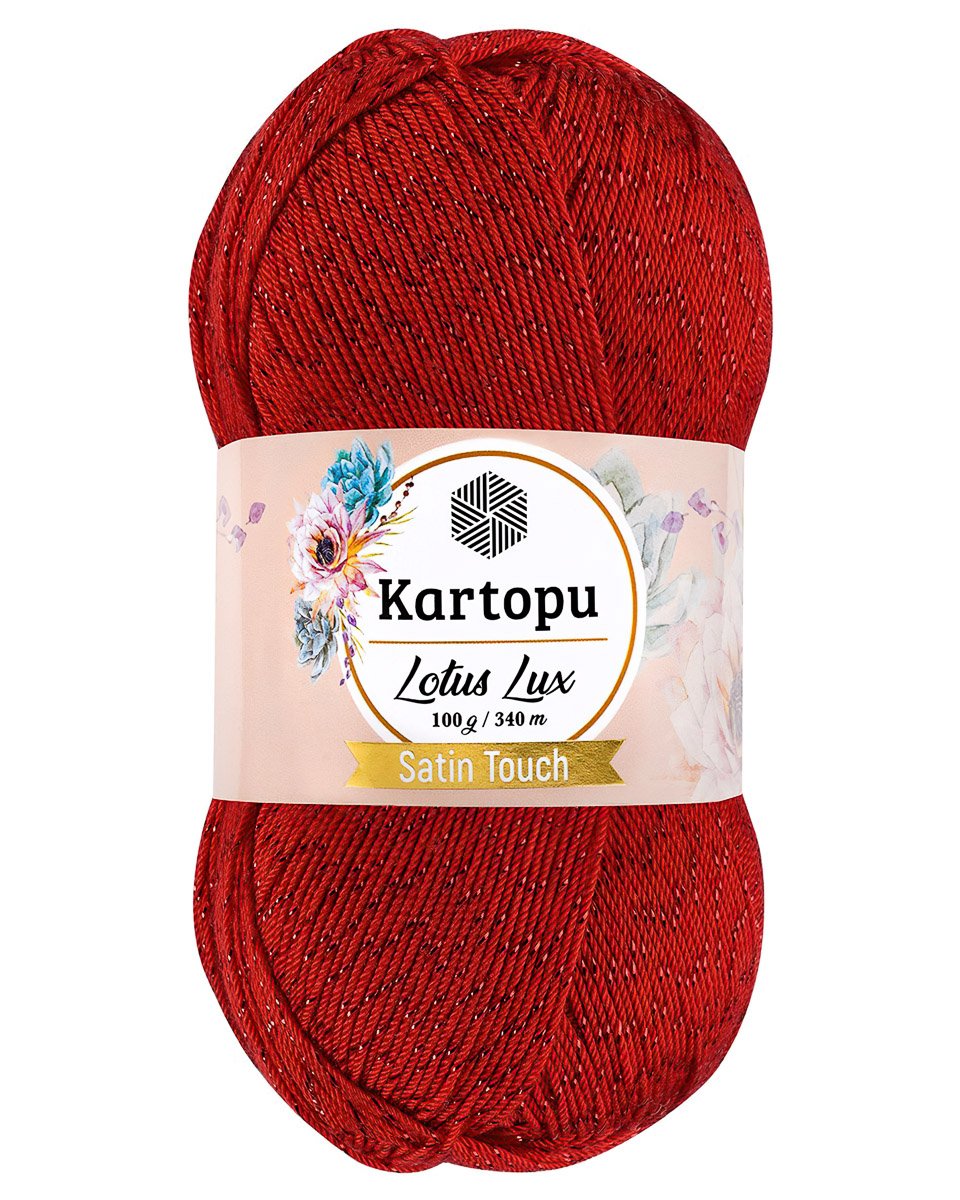 Pletací / háčkovací příze Kartopu LOTUS LUX K165 červená s lurexem, efektní 100g/340m