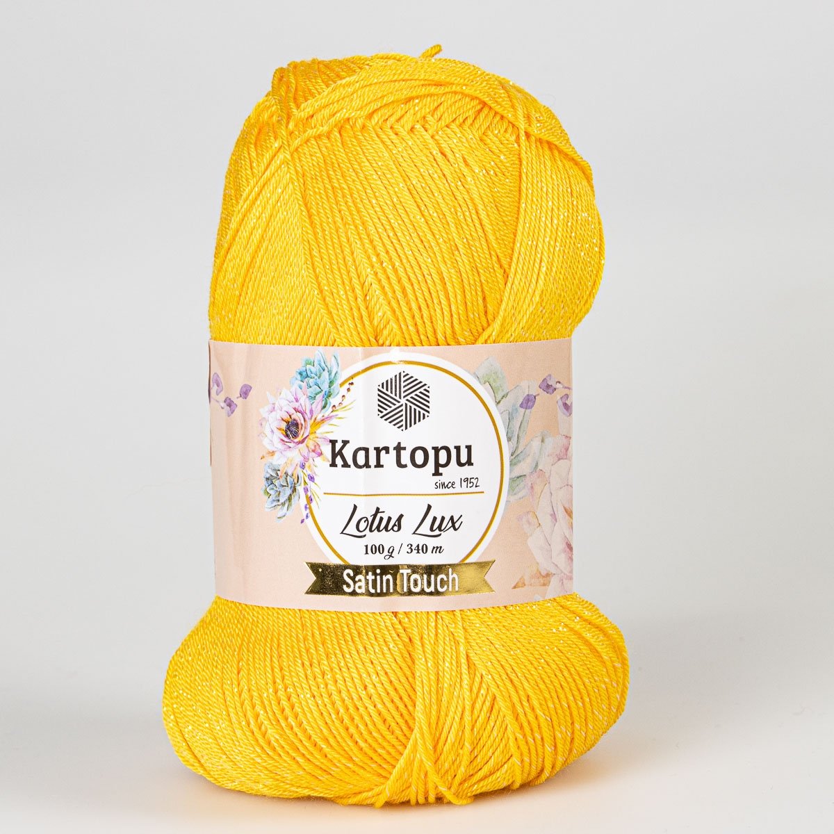 Pletací / háčkovací příze Kartopu LOTUS LUX K318 žlutá s lurexem, efektní 100g/340m