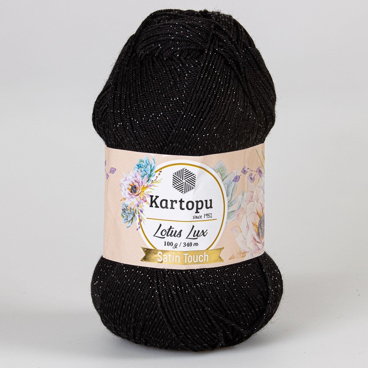 Pletací / háčkovací příze Kartopu LOTUS LUX K940 černá s lurexem, efektní 100g/340m