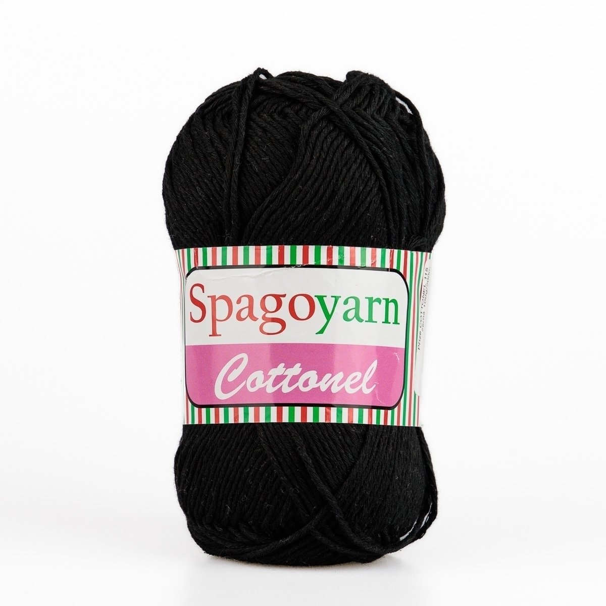 Pletací / háčkovací příze Spagoyarn COTTONEL 115 černá, jednobarevná, 100g/200m
