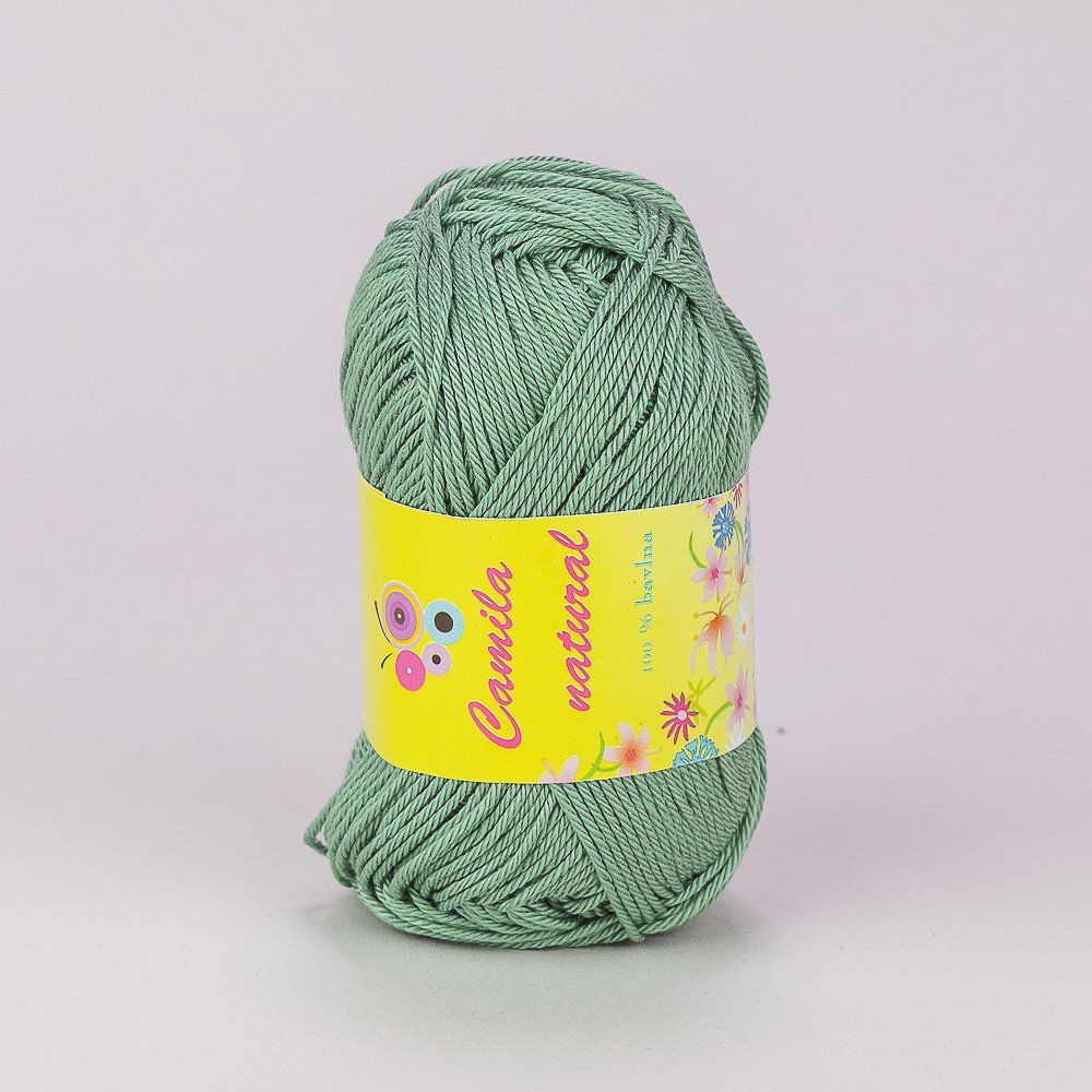 Pletací / háčkovací příze Storex CAMILA NATURAL 135 šedozelená, jednobarevná, 50g/125m