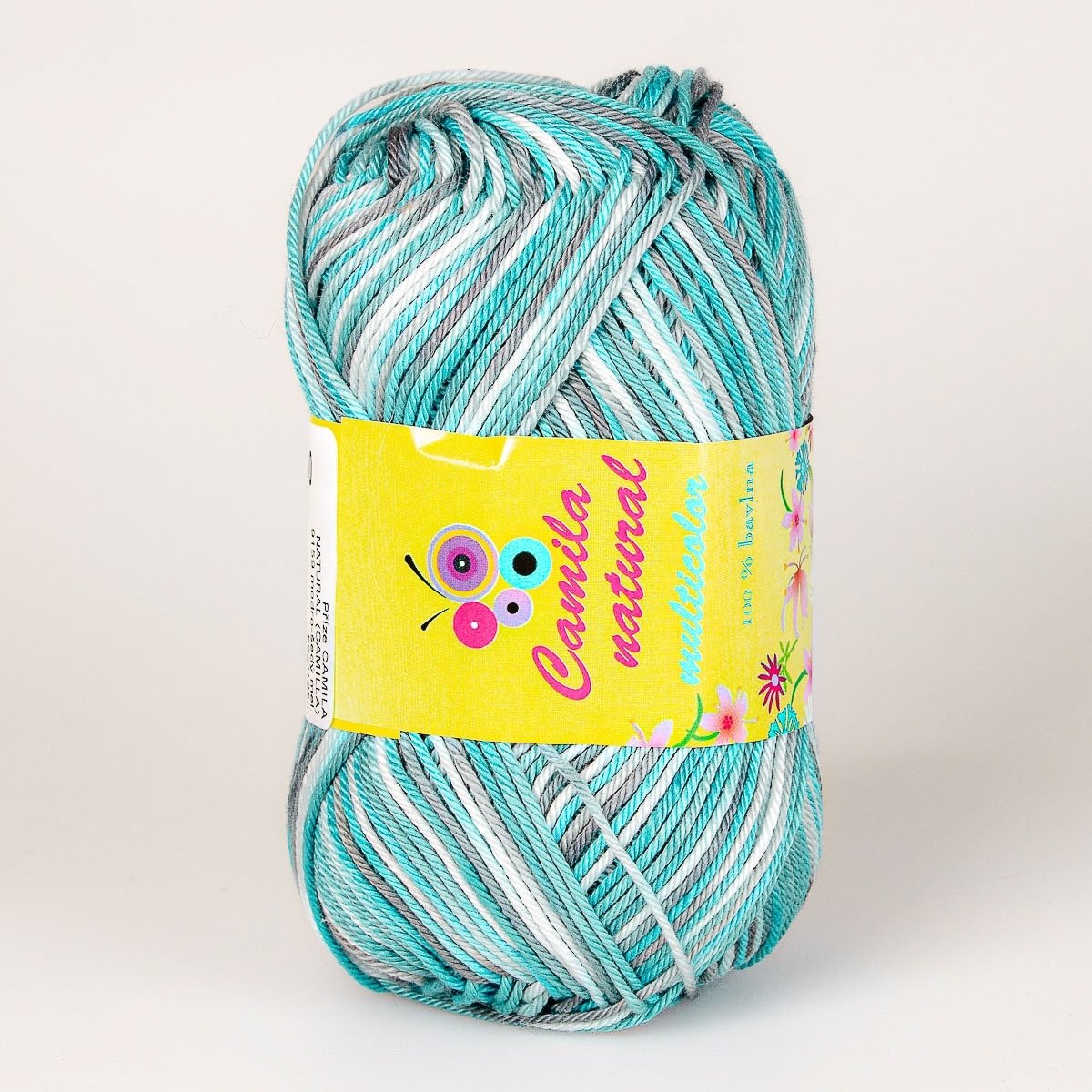 Pletací / háčkovací příze Storex CAMILA NATURAL MULTICOLOR 9186 tyrkysovo-šedá, melírovaná, 50g/125m