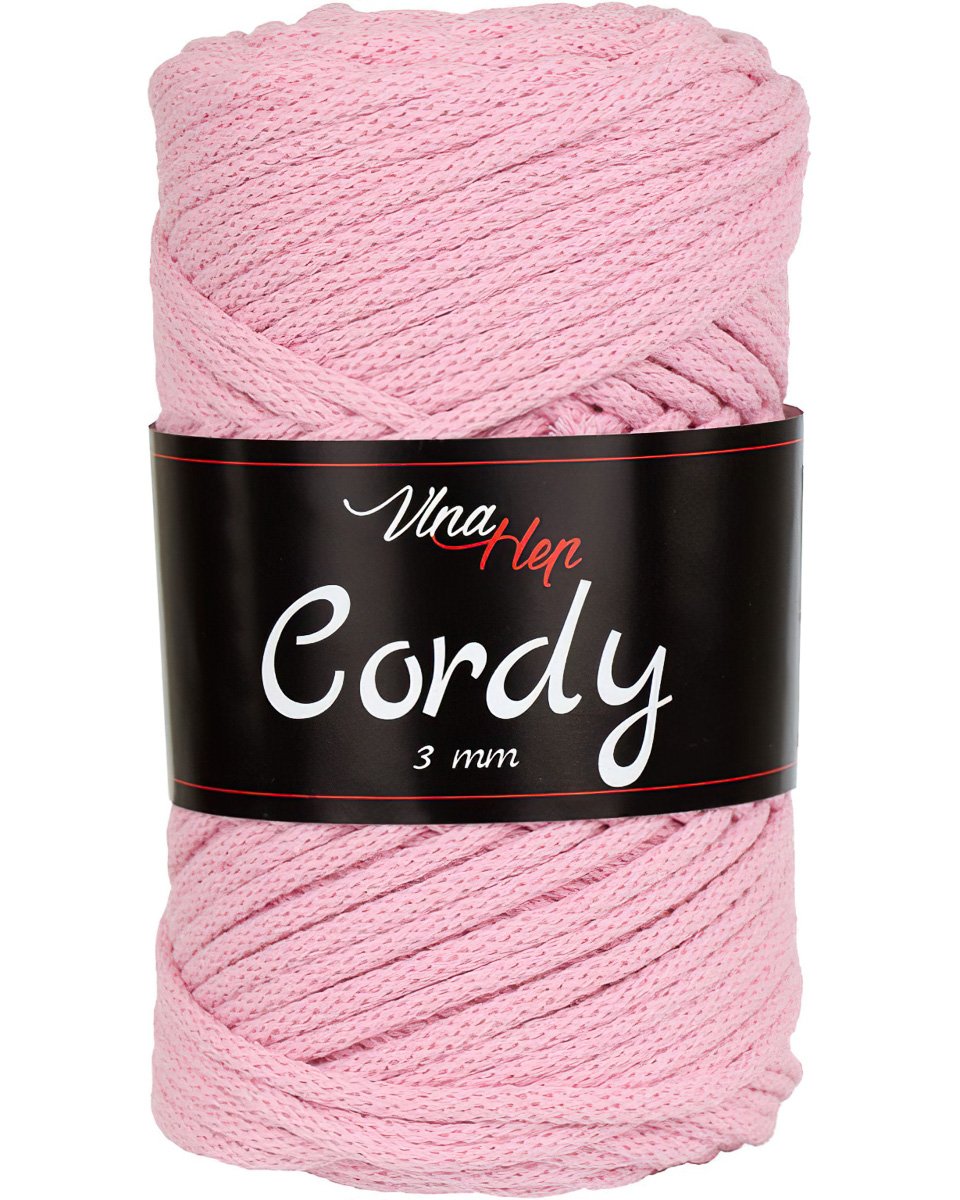 Pletací / háčkovací příze Vlna-Hep CORDY 3mm 8004 světle růžová, jednobarevná, 250g/100m