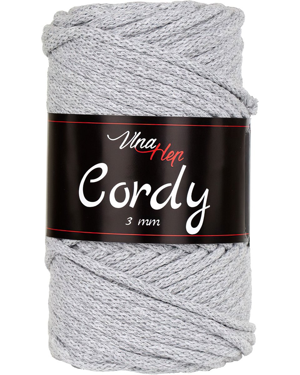 Pletací / háčkovací příze Vlna-Hep CORDY 3mm  8231 světle šedá, jednobarevná, 250g/100m