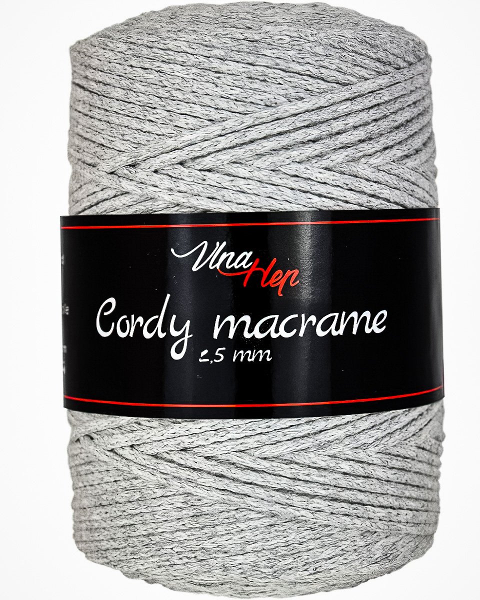 Pletací / háčkovací příze Vlna-Hep CORDY MACRAME 2,5mm 8231 šedá, jednobarevná, 250g/160m