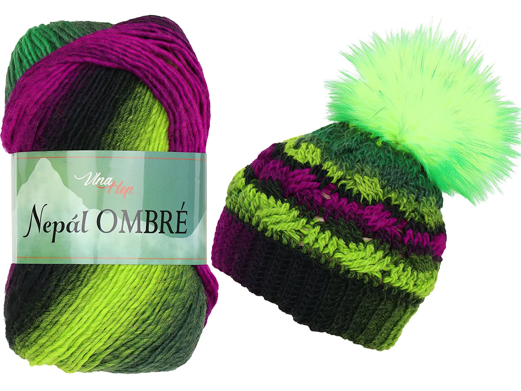 Pletací / háčkovací příze Vlna-Hep NEPÁL OMBRE 7422 fialovo-zelená, přechodová, efektní 100g/190m