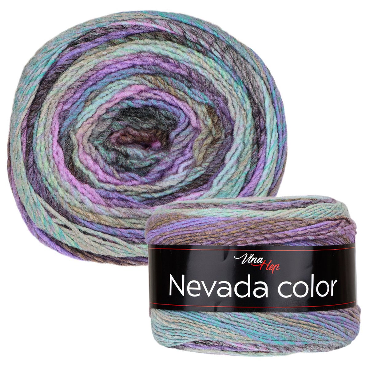 Pletací / háčkovací příze Vlna-Hep NEVADA COLOR 6306 fialovo-modro-zelená, melírovaná, efektní 150g/375m