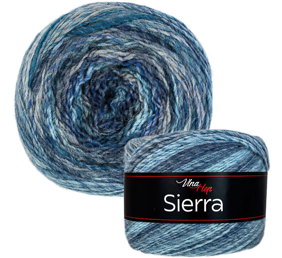 Pletací / háčkovací příze Vlna-Hep SIERRA 7203 modrá, melírovaná, efektní 150g/450m