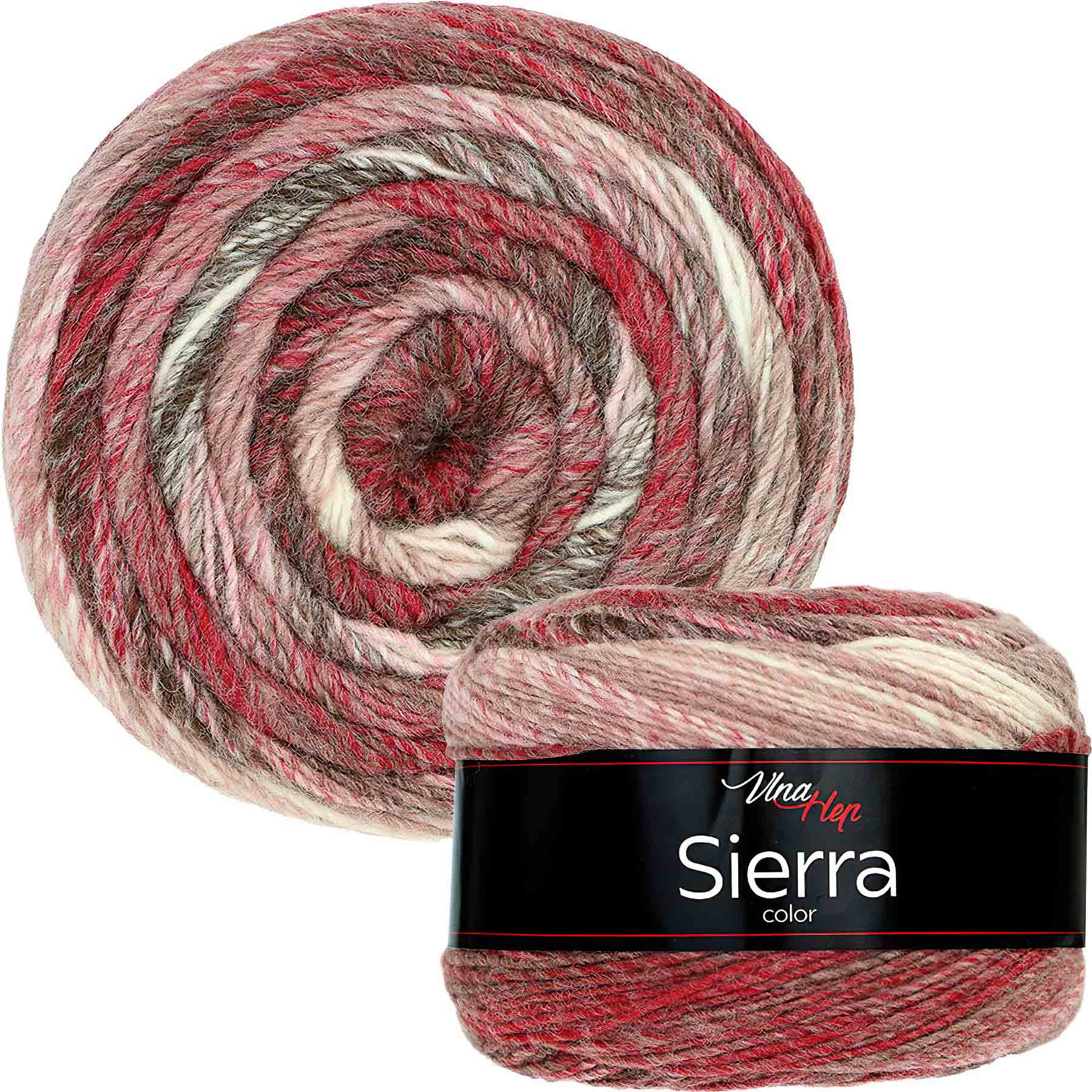 Levně Pletací / háčkovací příze Vlna-Hep SIERRA 7218 vínovo-smetanová, efektní 150g/450m