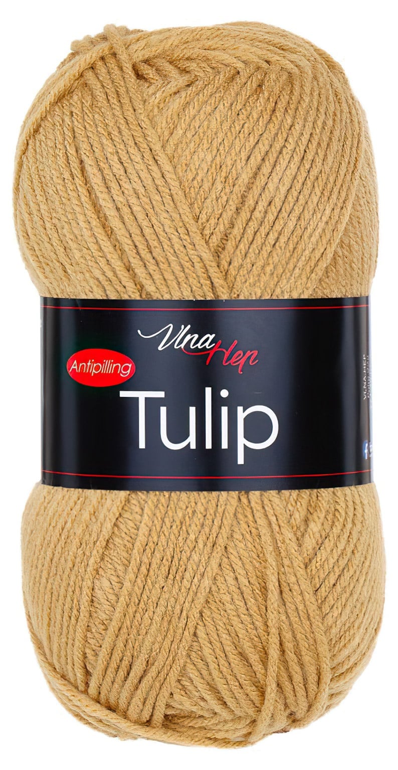 Levně Pletací / háčkovací příze Vlna-Hep TULIP 41037 velbloudí béžová, jednobarevná, antipillingová, 100g/170m
