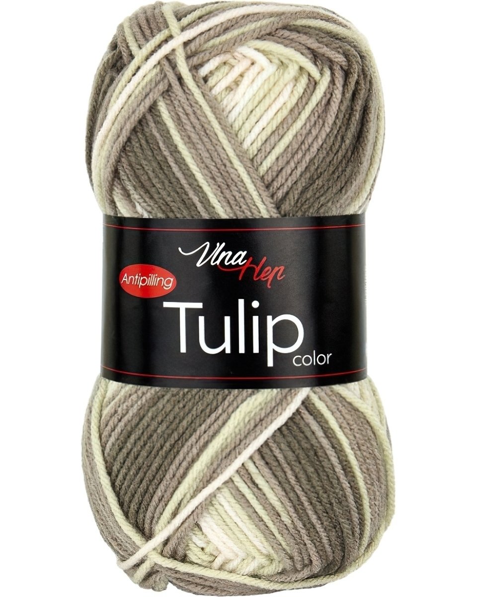 Pletací / háčkovací příze Vlna-Hep TULIP COLOR 5216 hnědo-béžová, melírovaná, antipillingová, 100g/170m