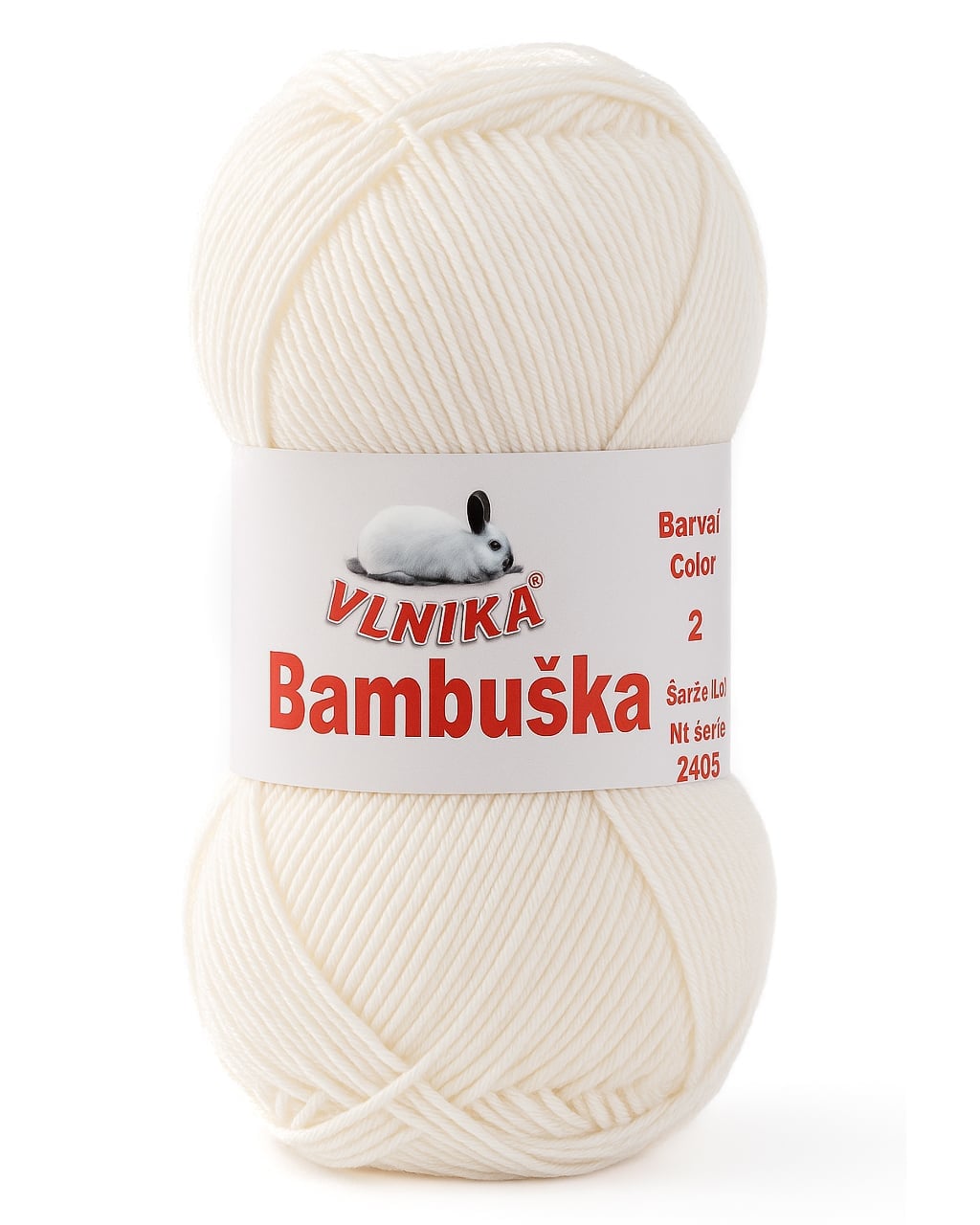 Pletací / háčkovací příze Vlnika BAMBUŠKA 02 smetanová, klasická, bambusová, 50g/205m