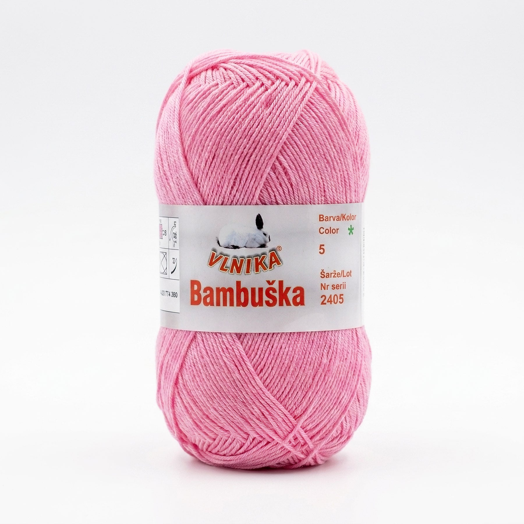 Pletací / háčkovací příze Vlnika BAMBUŠKA 05 růžová, klasická, bambusová, 50g/205m