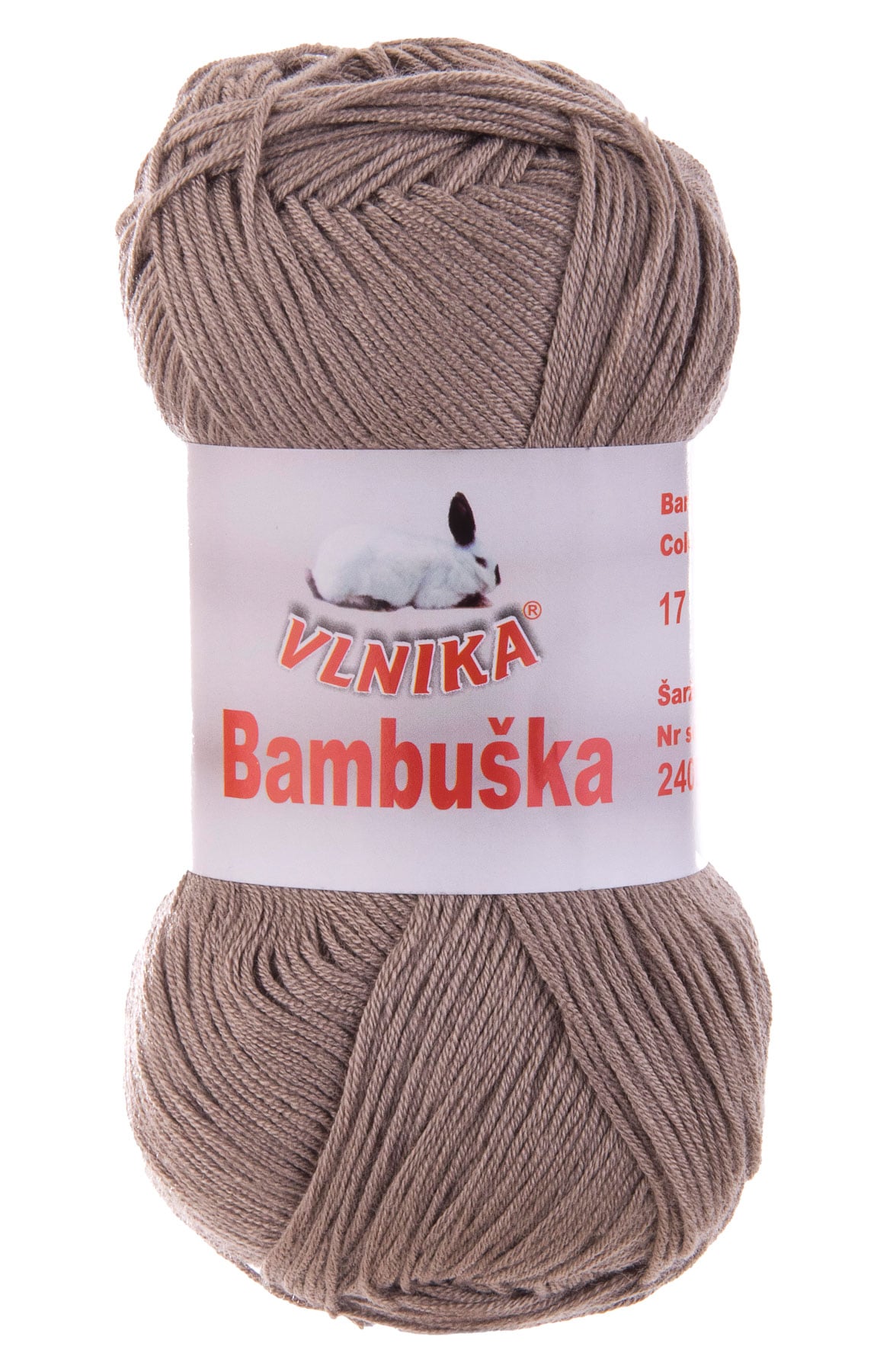 Pletací / háčkovací příze Vlnika BAMBUŠKA 17 kakaová, klasická, bambusová, 50g/205m
