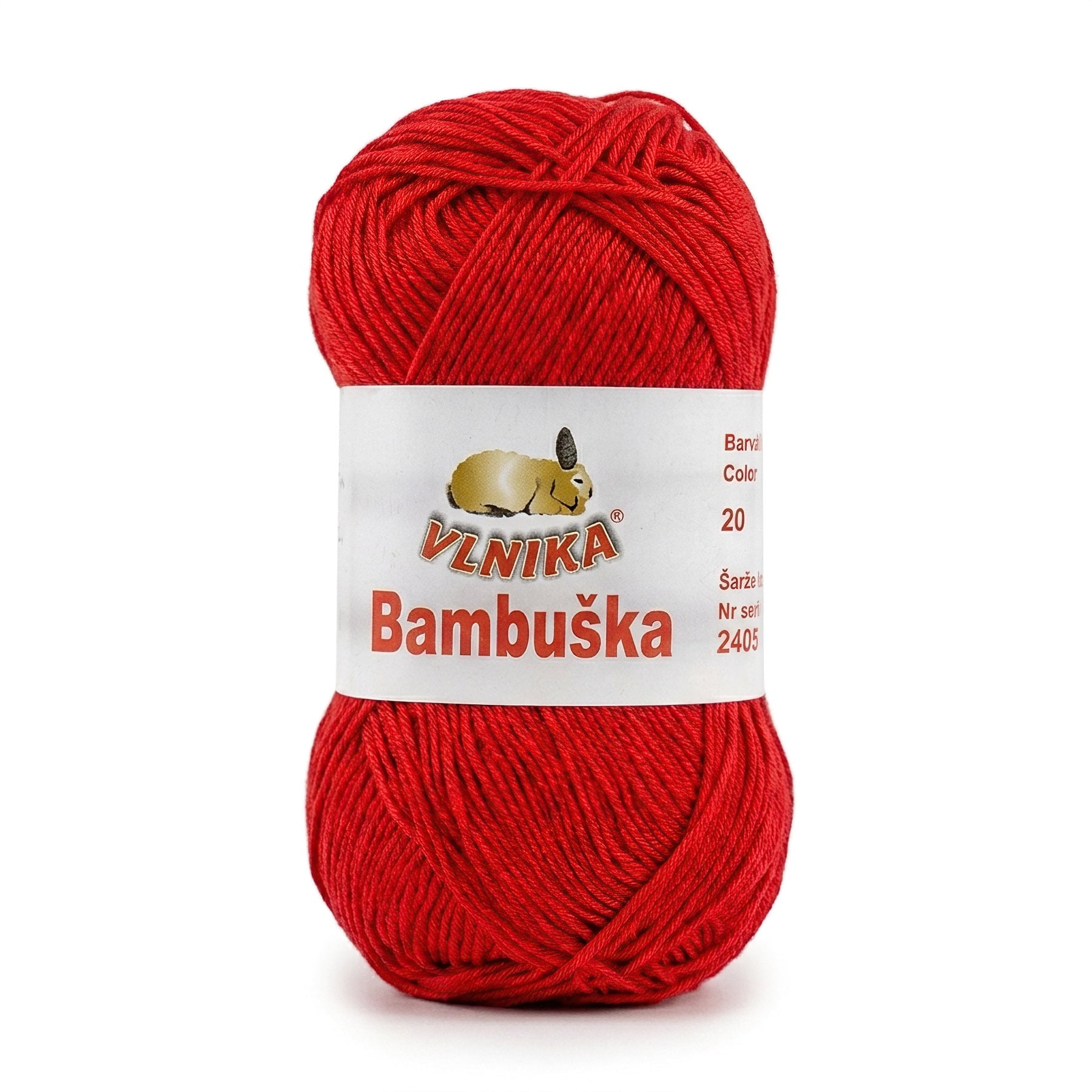 Pletací / háčkovací příze Vlnika BAMBUŠKA 20 červená, klasická, bambusová, 50g/205m