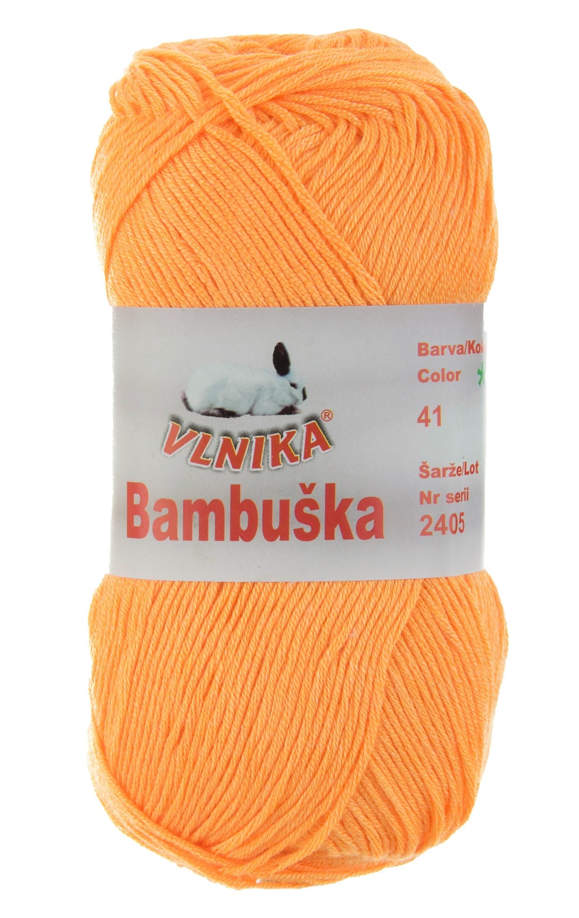 Pletací / háčkovací příze Vlnika BAMBUŠKA 41 oranžová, klasická, bambusová, 50g/205m