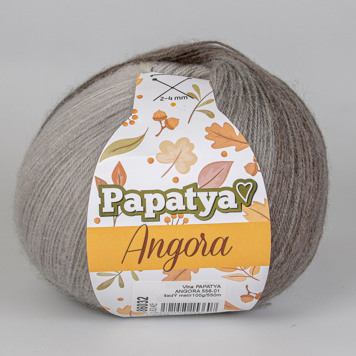 Vlnika Pletací příze PAPATYA ANGORA 556-01 šedý melír, efektní, 100g/550m