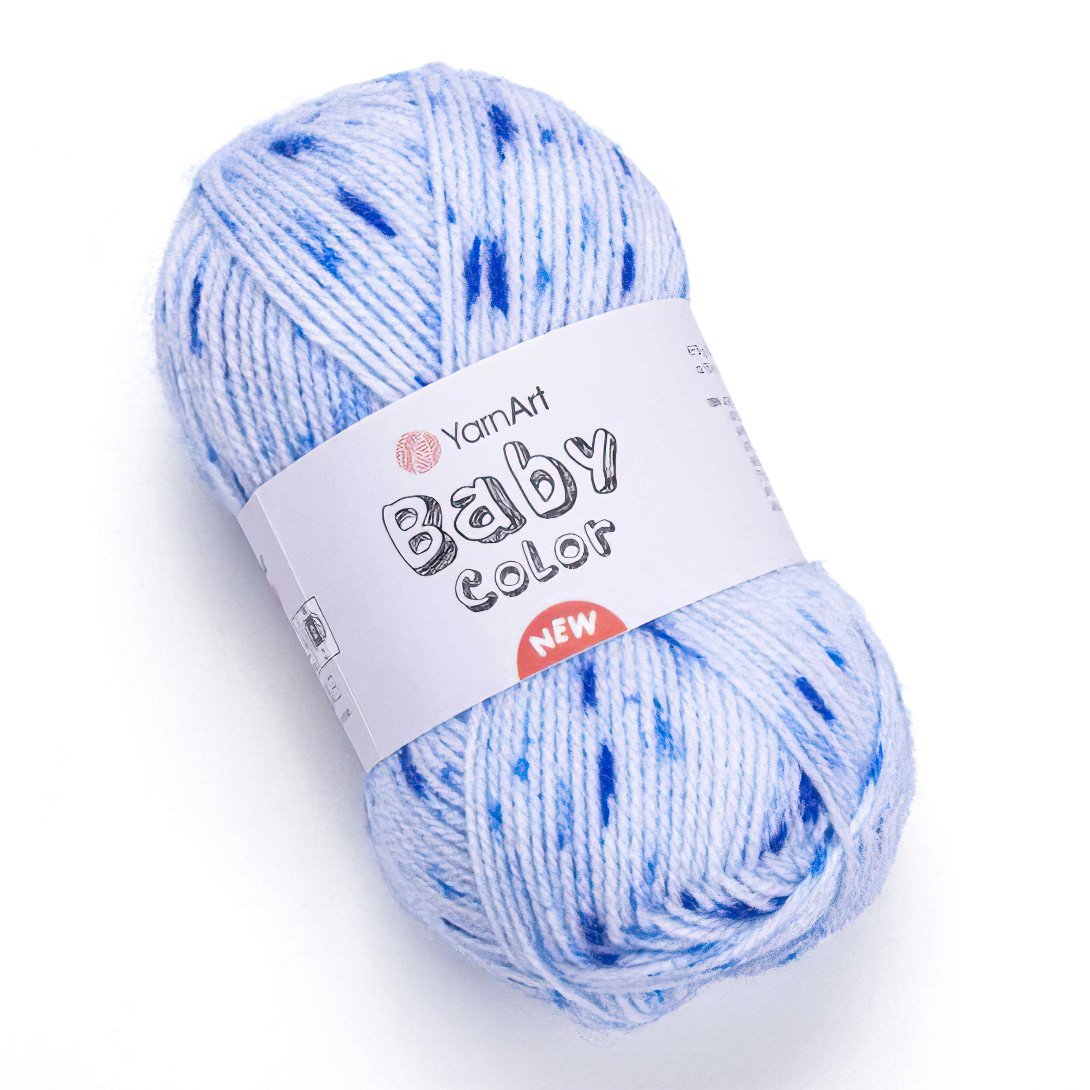 Pletací / háčkovací příze YarnArt BABY COLOR NEW 210 světle-tmavě-modrá nopková, efektní, 50g/150m