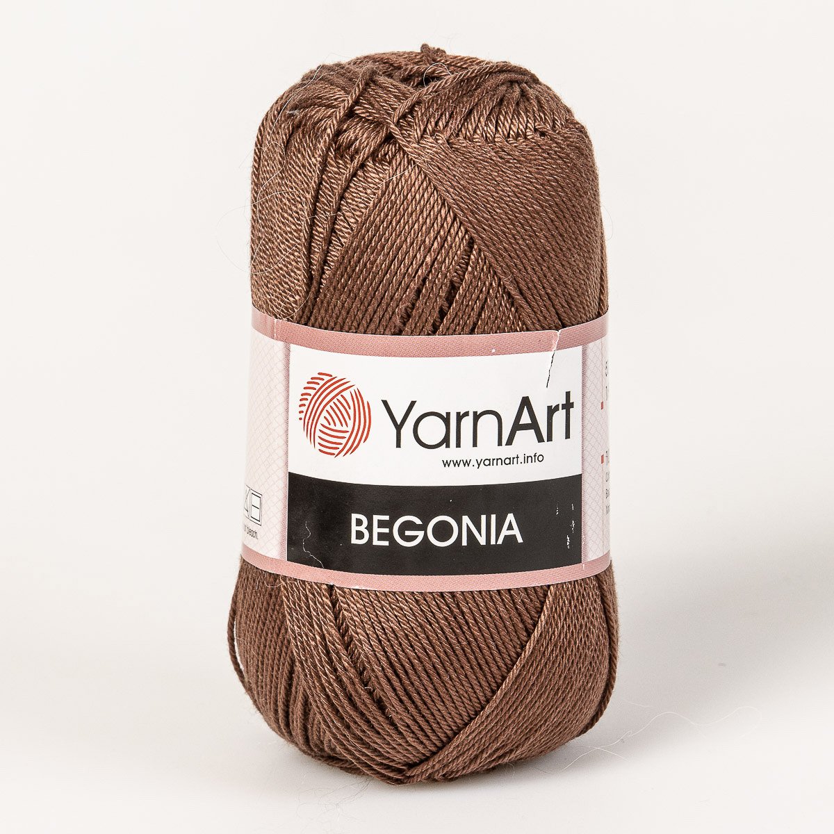 YarnArt Pletací / háčkovací příze YarnArt BEGONIA 0077 hnědá, jednobarevná, mercerovaná, 50g/169m