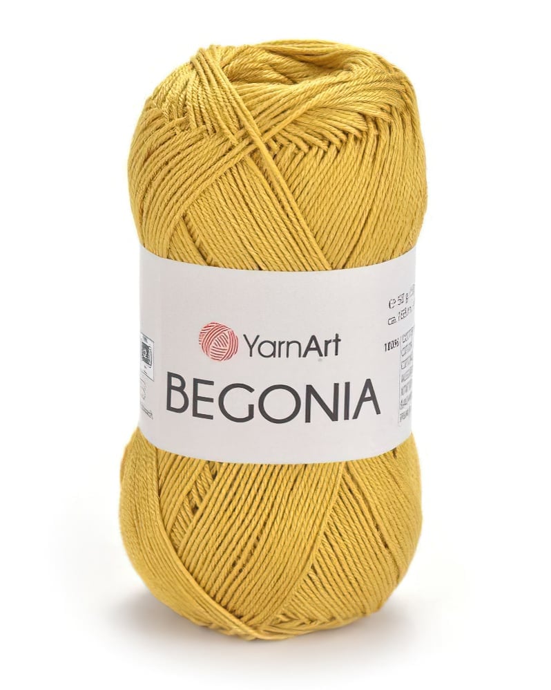 YarnArt Pletací / háčkovací příze YarnArt BEGONIA 4940 hořčicově žlutá, jednobarevná, mercerovaná, 50g/169m
